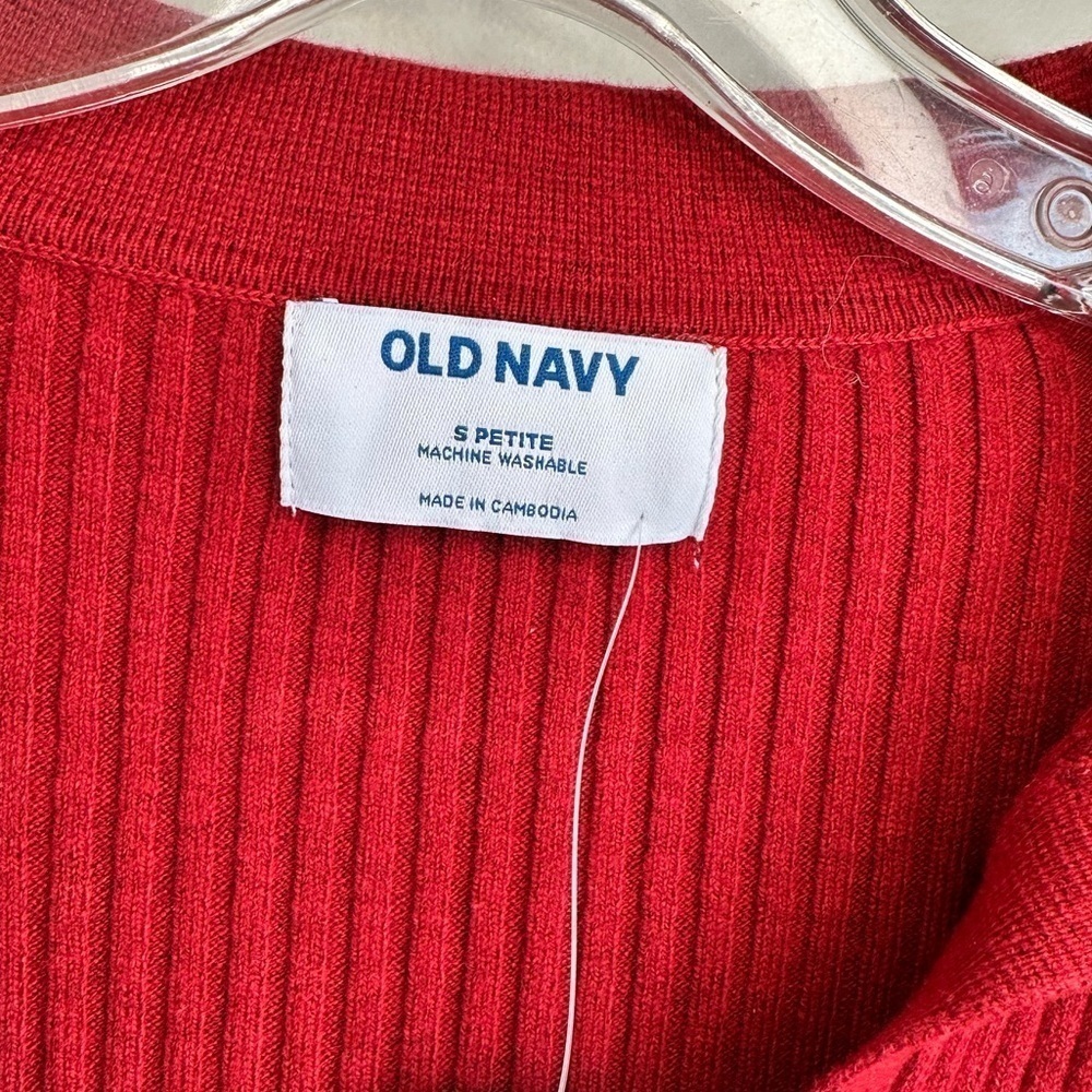 NWT Old Navy Ribbed Crop Polo Sweater Red Size Small Petite - Picture 7 of 10